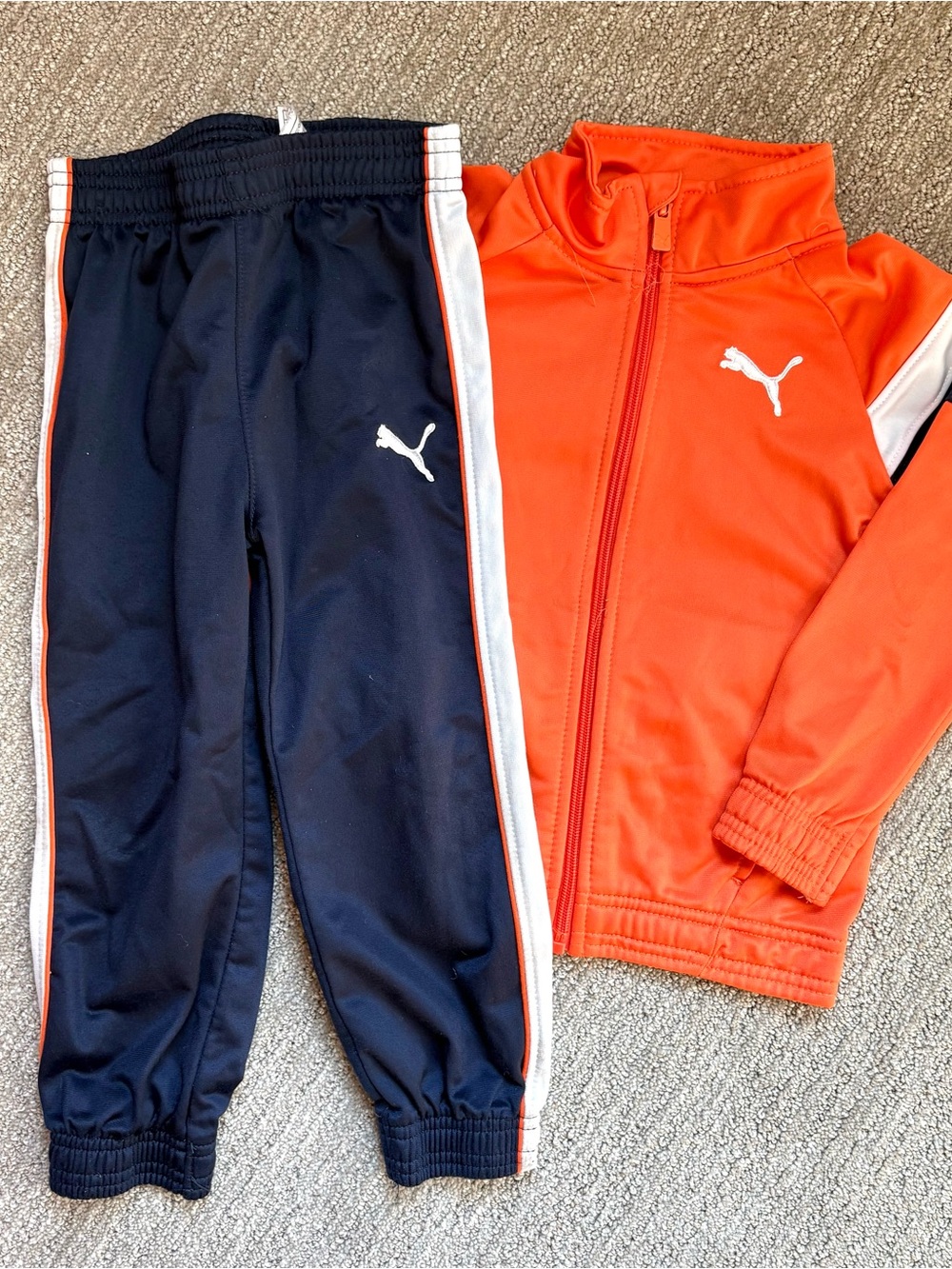 Puma Kids Two-Piece Track Set - Navy & Orange with White Accents sz 4t